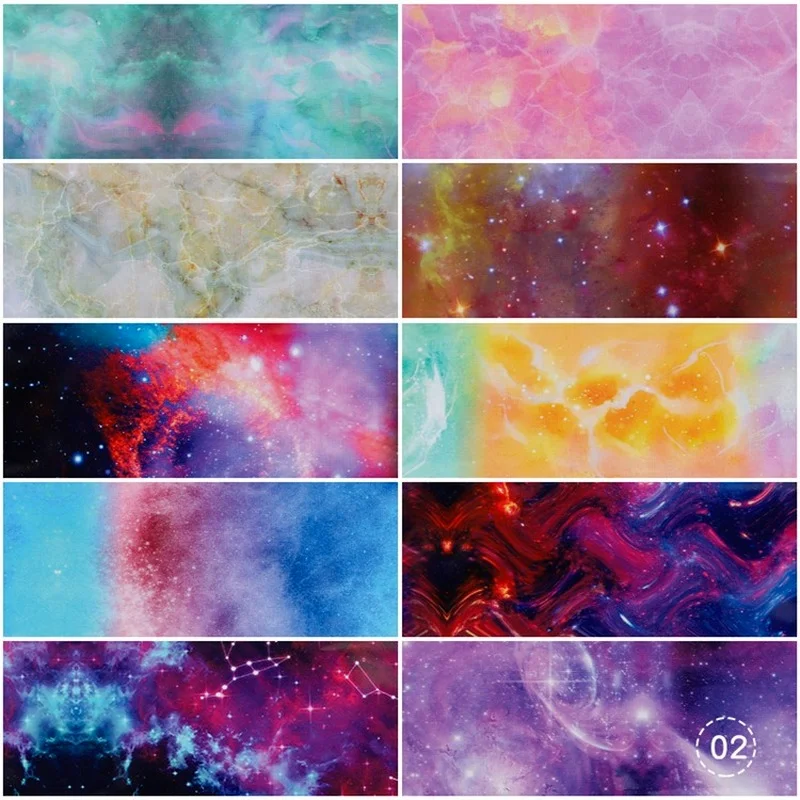 10pcs Colorful Butterfly Starry Sky Nail Stickers Holographic Wraps Slider Pure-Pattern Nailart DIY Transfer Foil Manicure Decor