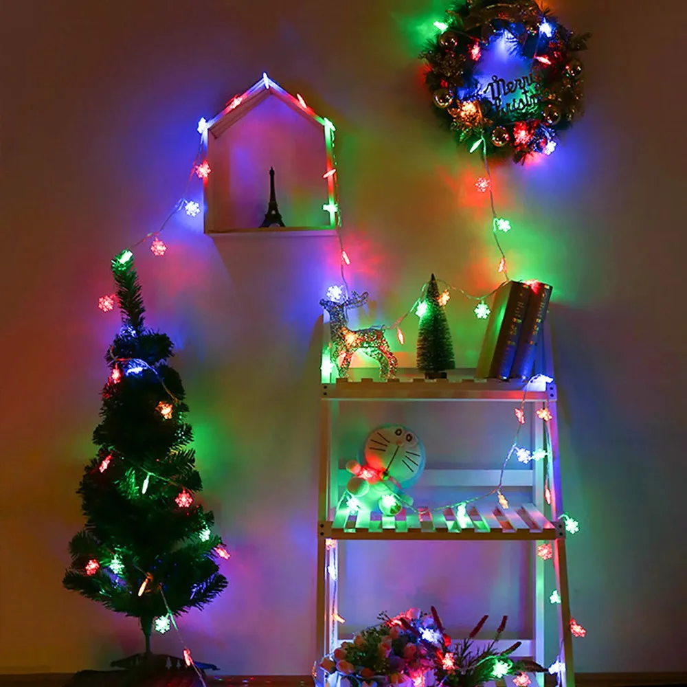 LED Crystal Snowflakes String Light 40LED Indoor Decorative with 8 Mode for Party Xmas Halloween Garden Patio AC220 | Лампы и