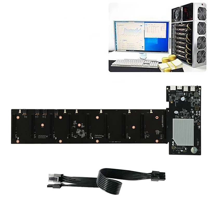 Семейная материнская плата для майнинга BTC с 6-контактным до 8-контактным шнуром