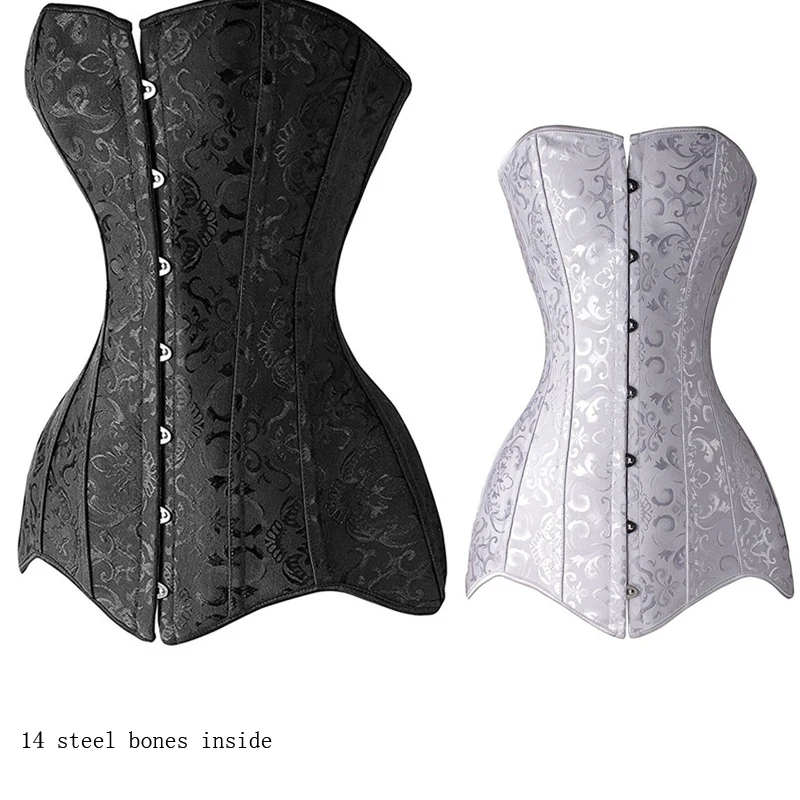 

Women Corset 14 Steel Bones Waist Trainer Underbust Corset Steampunk Gothic Clothing Black Corsets Belt Waist Slimming Corselet