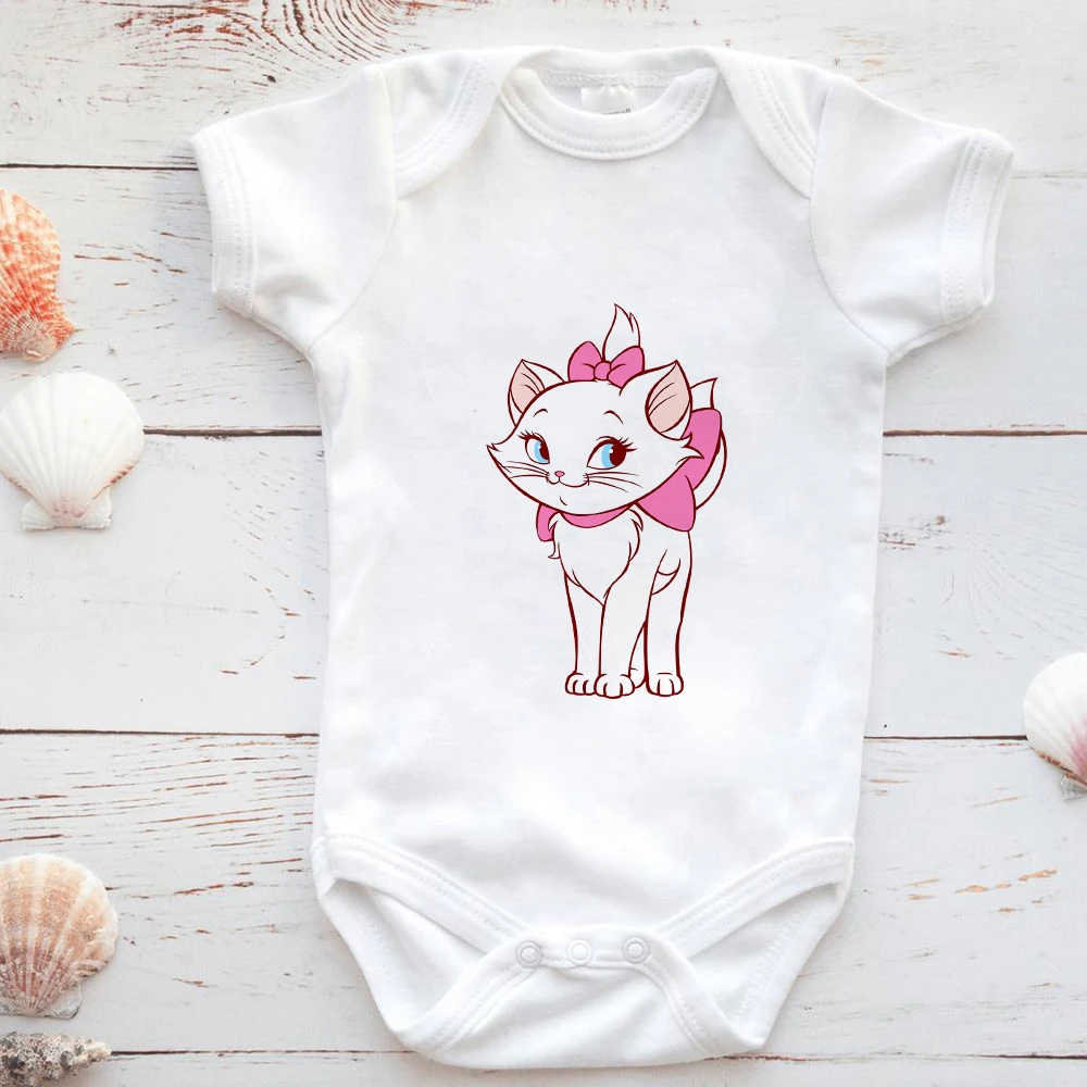 

Toddler Clothes Disney The Aristocats Harajuku Marie Cat Print Infant Jumpsuit White Girl Toddler Bodysuits Baby Romper Dropship