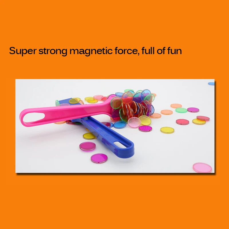 

Montessori Learning Toys Children DIY Magnetic Colorful Chips Toy Magnetic Stick Wand Set With Transparent Color Counting Chips