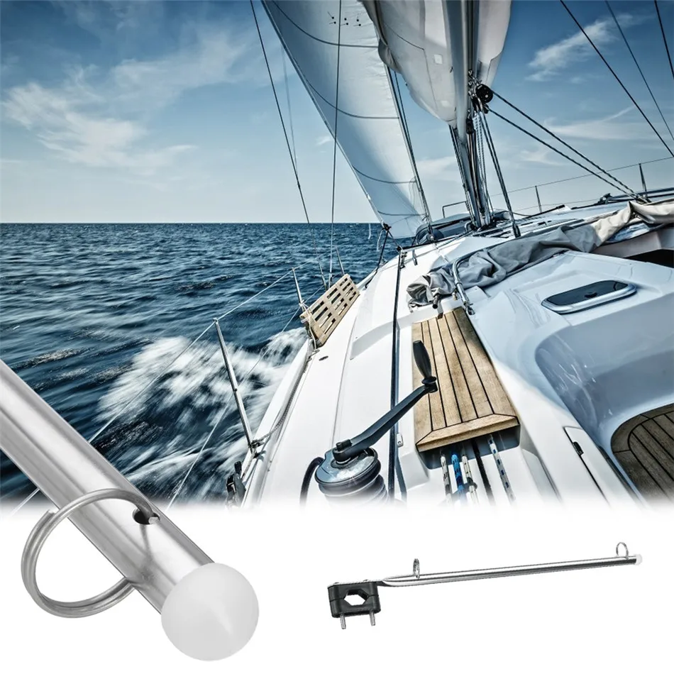 Нержавеющая сталь 14 &quotфлаг лодки Полюс Держатель подходит для 7/8&quot 1 &quotRail bergere