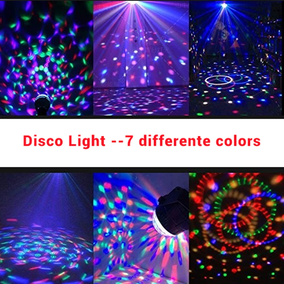 

Sound Activated Rotating Disco Ball DJ Party Lights 3W 3LED RGB LED Stage Lights For Christmas Wedding sound party lights
