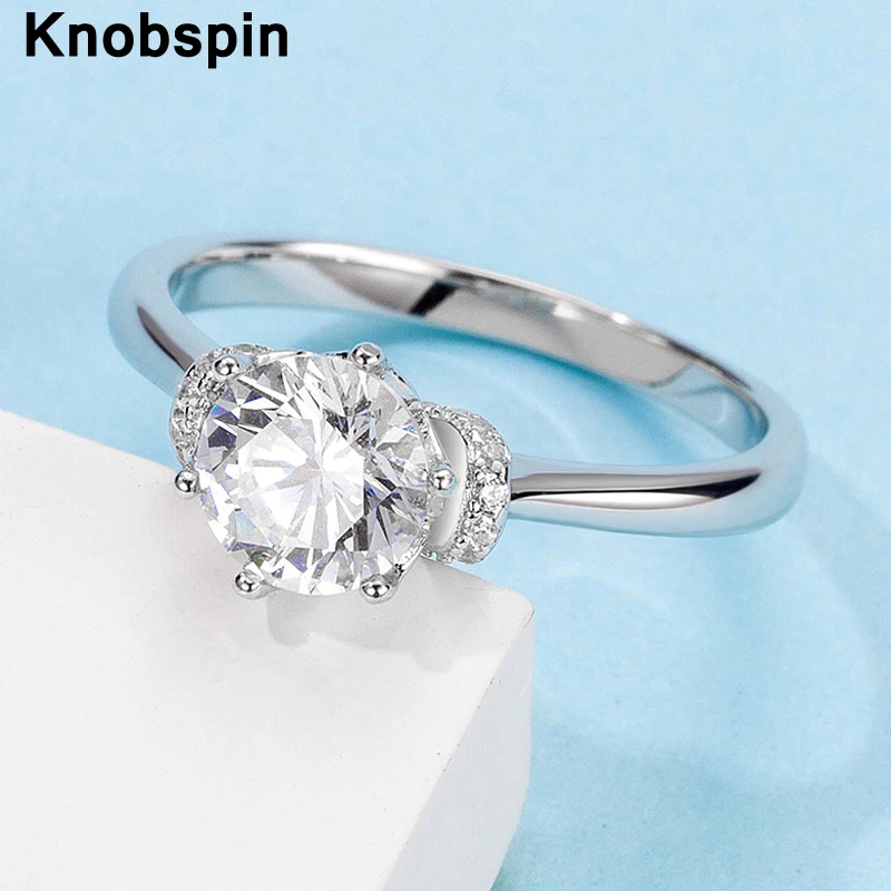 

Knobspin Enternity 100% 925 Sterling Silver Real 1 Carat D Color Moissanite Engagement Rings For Women Fine Jewelry Wholesale