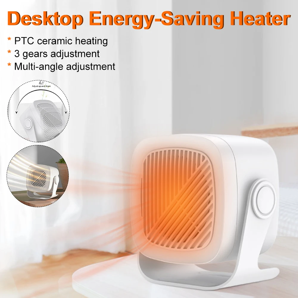 

800W 2 in 1 Electric Space Heater Mini Portable Desktop Fan Heater Fast Heating Warm Air Blower for Home Office Dorm Desktop