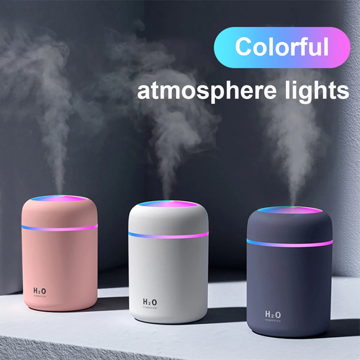 

300ml Portable Car USB Air Humidifier Colorful Aroma Fog Diffuser Househeld Cool Mist Maker Humidifier Purifier for car home