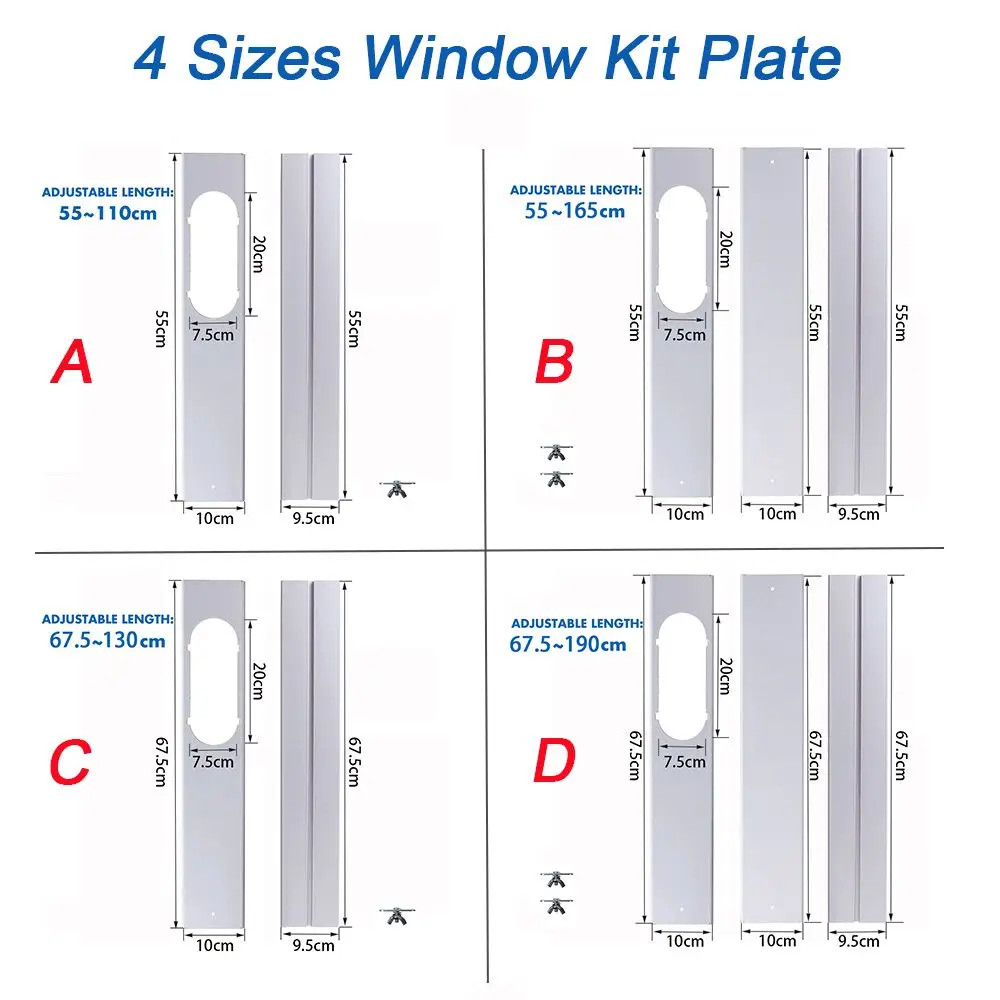 2/3 Pcs Accessories Air Conditioner Exhaust Hose Adjustable Wind Shield Adaptor Window Kit Slide Plate Tube Connector |