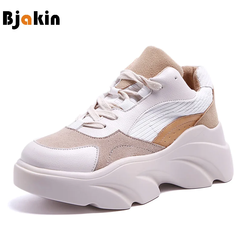 Женские кроссовки на толстой подошве спортивная обувь платформе для бега