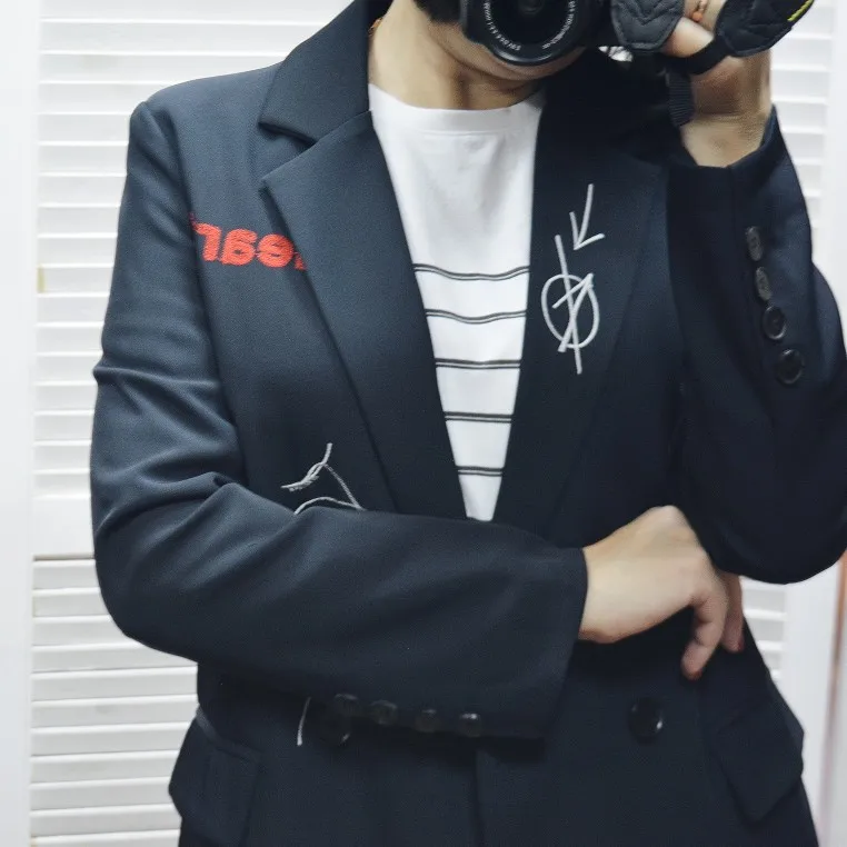 Женский Повседневный пиджак с длинным рукавом элегантный вышивкой карманами