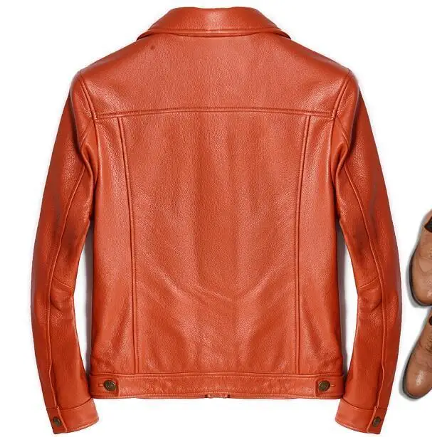 Мужская куртка из натуральной кожи винтажная мотоциклетная модная повседневная