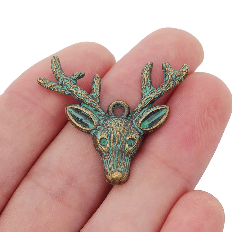 20 x зеленый ярь Медянка патина Олень Подвески Кулоны из нержавеющей стали для