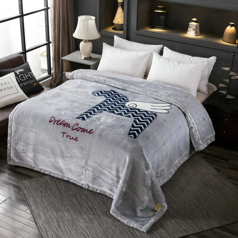 Супермягкое теплое пушистое утяжеленное одеяло Двухслойное Норковое Raschel для