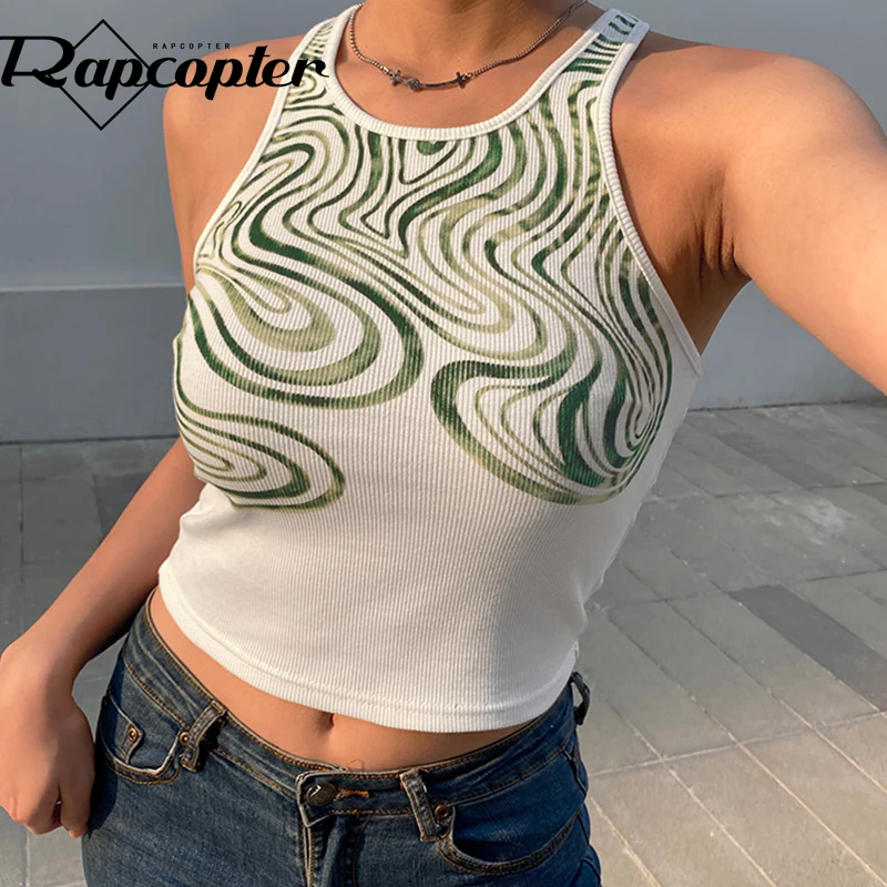 

Rapcopter Paisley Hot Camis y2k Retro Crop Top Knitted Corset Top Women Sleeveless Tank Top Fashion Streetwear Summer Sweats 90s