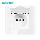 Французская крышка электрической розетки, 16 А, панель из хрустального закаленного стекла, железная пластина, настенная розетка с железом, ЕС F6CZ004