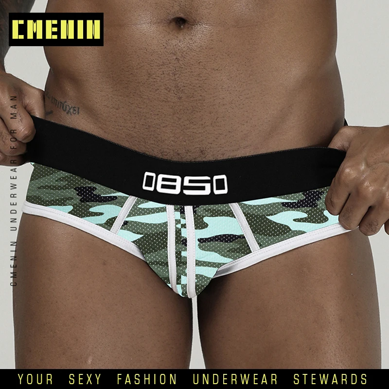 BS сексуальное мужское нижнее белье сетчатые камуфляжные мужские трусы дышащие