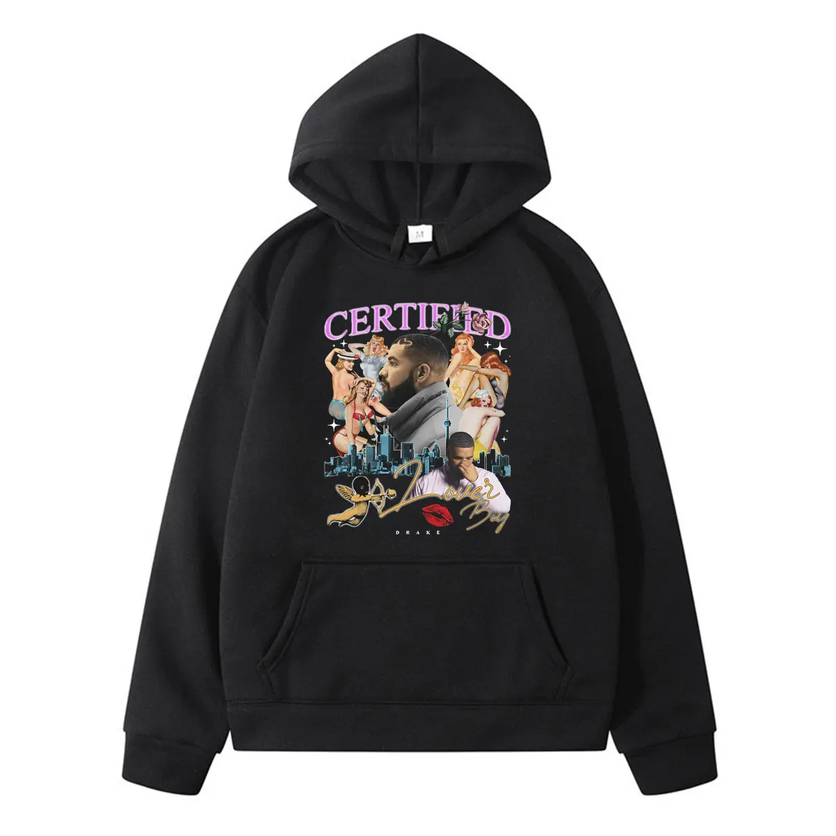 

100%COTTON Drake Rapper European Classic Fun Personality Print Winter Thicken Long Sleeve Loose Casual Couples Hoodie Oversized