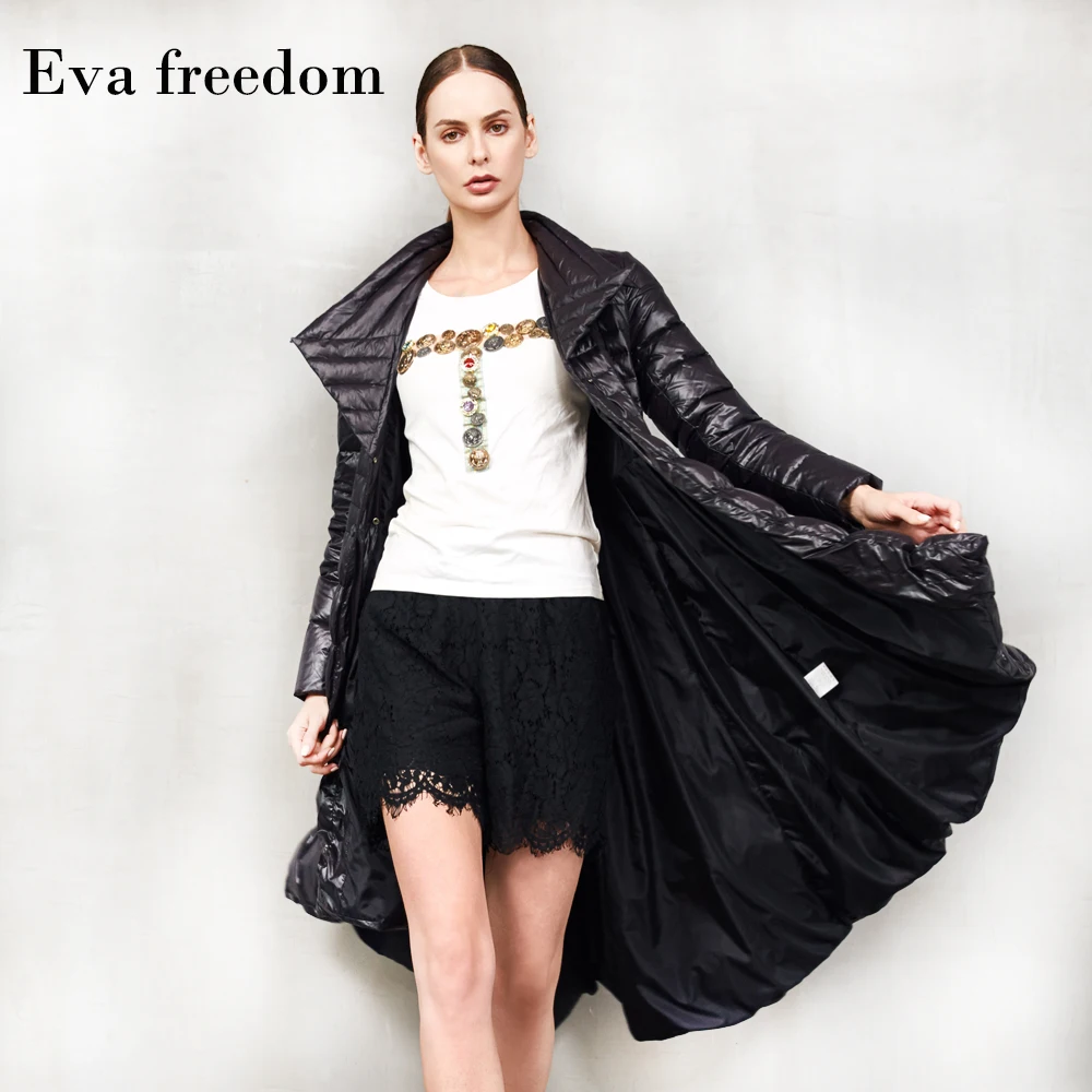 Женская пуховая парка с пышным белым утиным пухом модная зимняя длинная