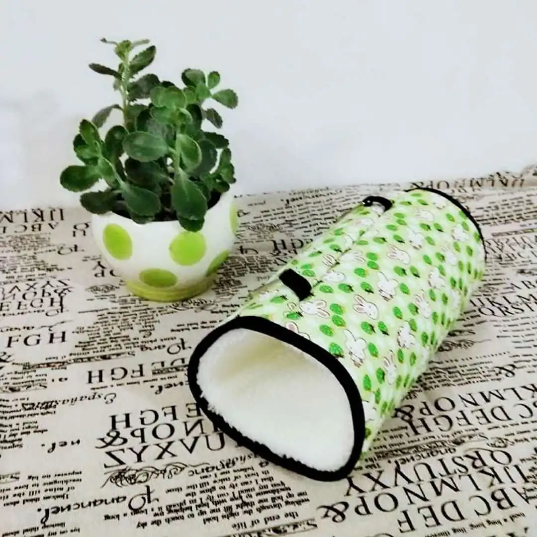 Green bunny S Зимние маленькие клетки туннеля для домашних животных хомяк теплый плюшевый хлопковый гамак белка крыса качели гнездо маленькие аксессуары для животных - Цвет: Green bunny S
