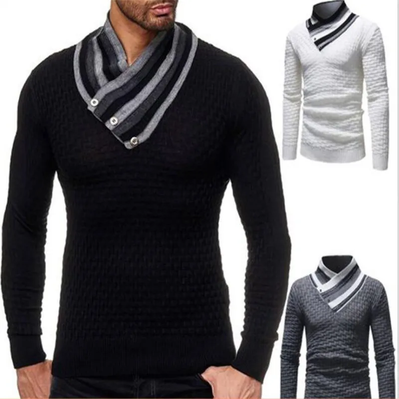 Осень зима 2019 вязанные мужские свитера блуза с длинным рукавом пуловеры