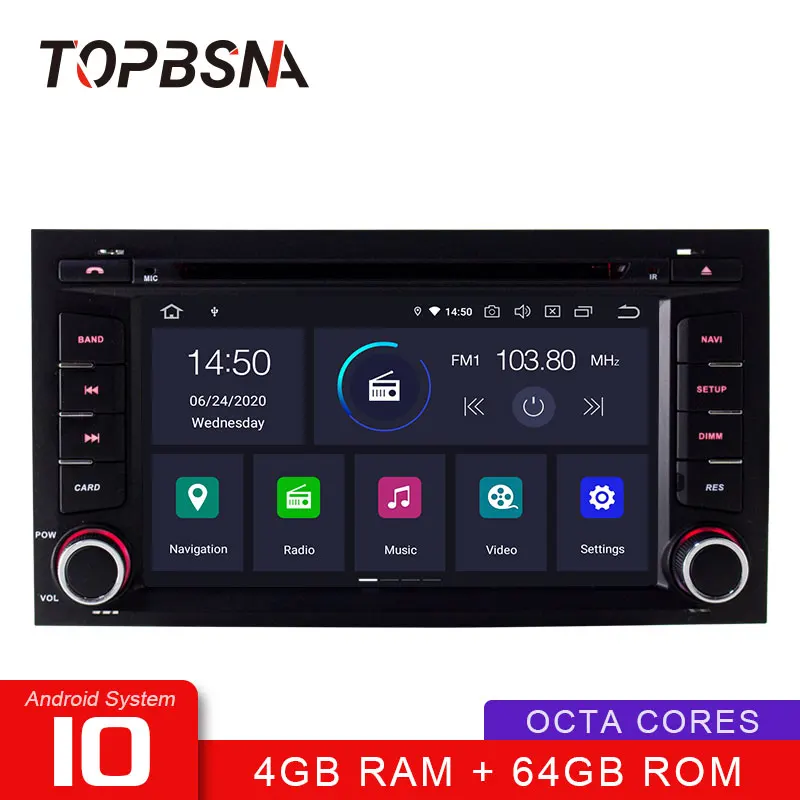 Автомобильный DVD плеер TOPBSNA Восьмиядерный 4 Гб + 64 ГБ Android 10 для Seat Leon 2014 2015 2016 2017 Wi Fi