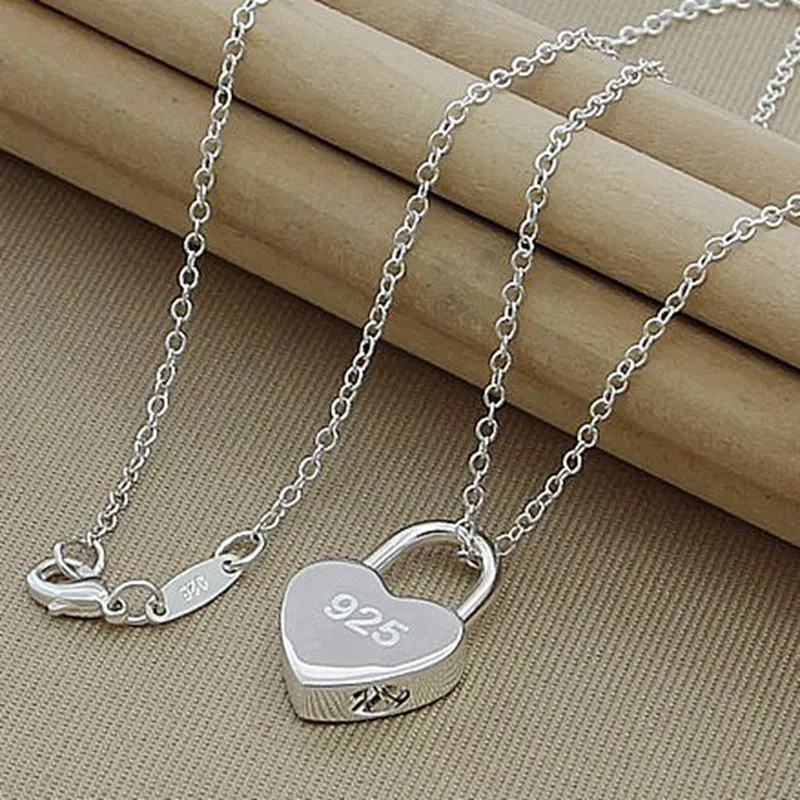 heart lock Горячая коробка цепи ожерелье 925 ювелирные изделия серебро 4 мм ширина цепочки колье для женщин мужчин ювелирные изделия Новинка - Окраска металла: heart lock