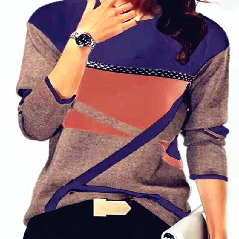 

New Fashion Women Print T-shirts Oversized Casual Spring Tee Autumn Top Casual Long Sleeve Shirt Pullover S-5XL