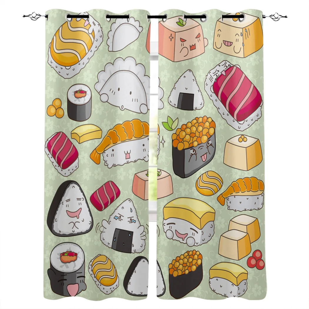 Занавеска для окон с принтом в японском стиле суши | Дом и сад