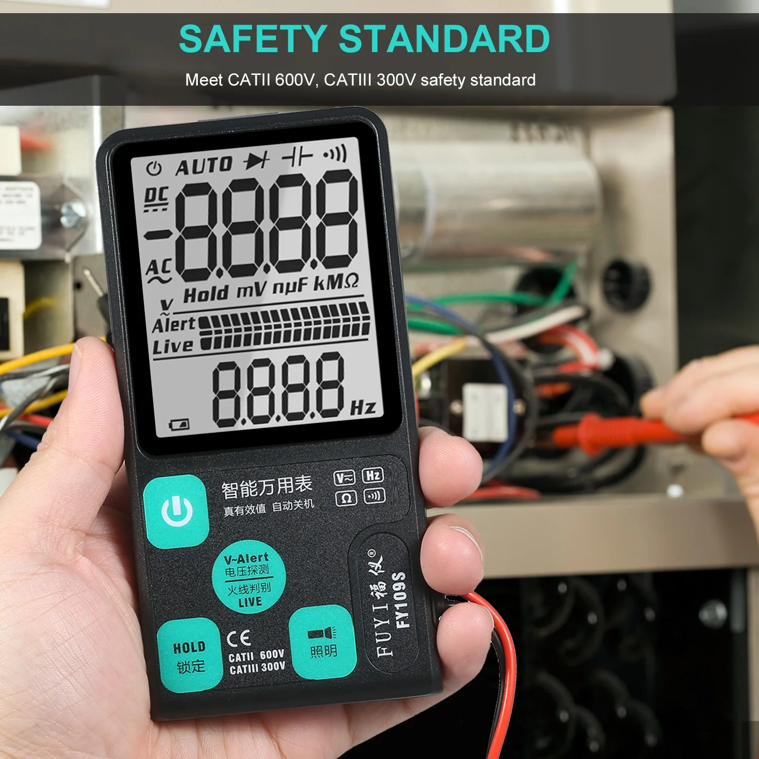 

FY109X Multimeter Ultra-Thin Large Screen Digital Meter AC/Direct Current Voltage NCV Tester Resistance Frequency Measurement