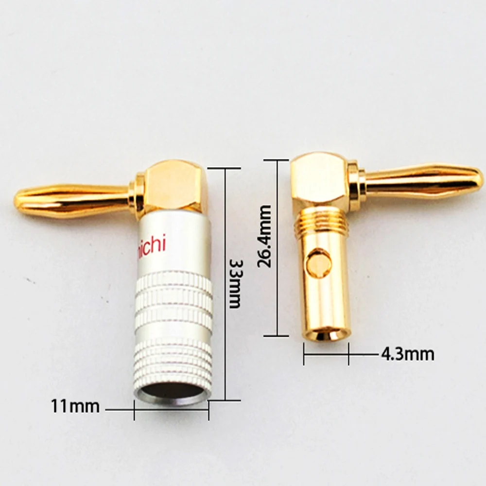 Новый 4 шт. позолоченный Позолоченный разъем типа банан мм медный OFC аудио