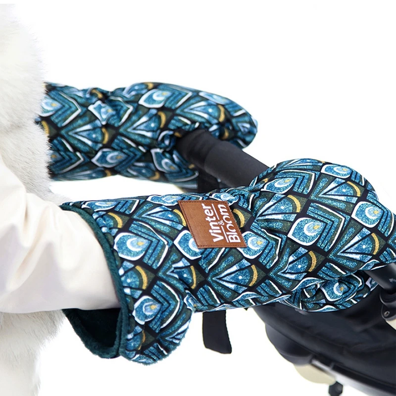 Зимние женские теплые варежки для рук перчатки с принтом водонепроницаемые