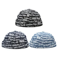 beanie hat with letter unisex brimless cap hip hop landlord melon hat for men women female male