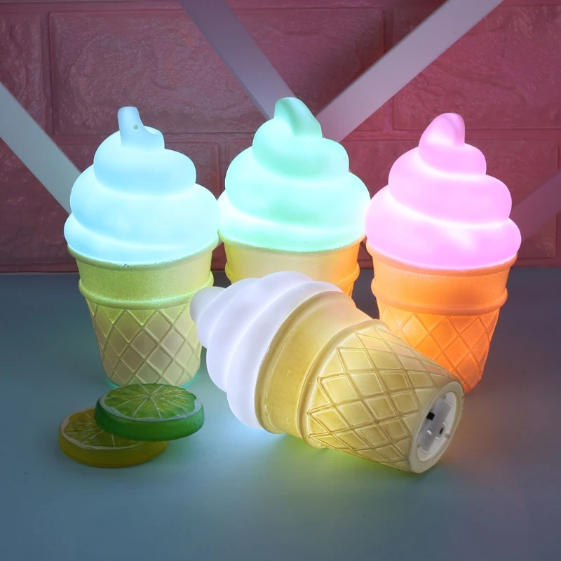 

Novelty Ice Cream Cone Shaped Night Light Desk Table Lamp Kids Children Decor Lovely lighting toy