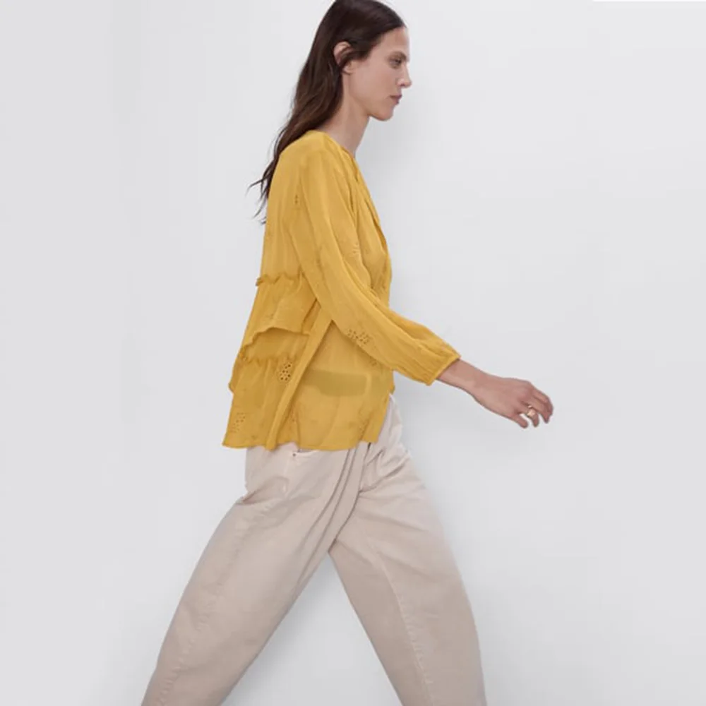 Za 2019 осенний Новый кардиган с оборками модная женская одежда повседневная