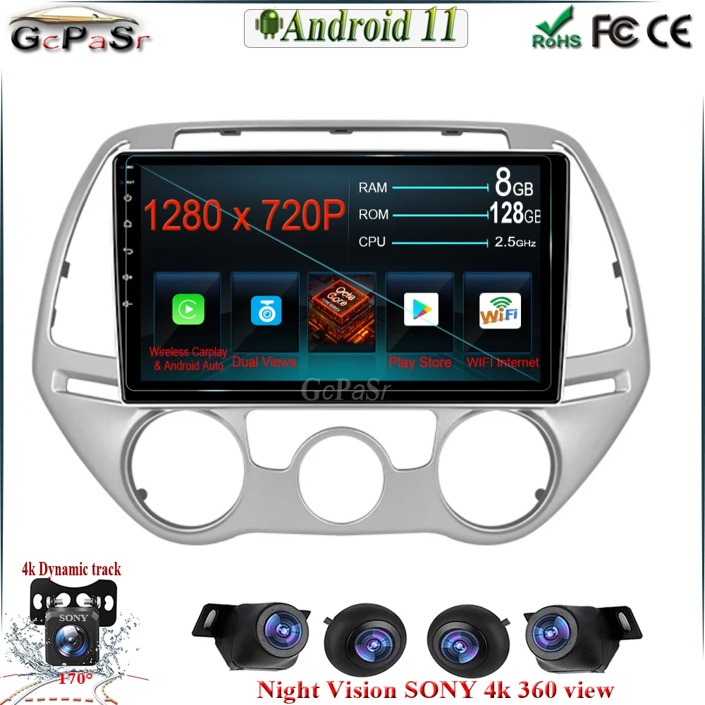 9' Android 11 For Hyundai i20 2012 - 2014 Car Radio Player Autoradio DSP CARPLAY Navigation GPS Bluetooth BT WIFI DVR IPS Screen купить