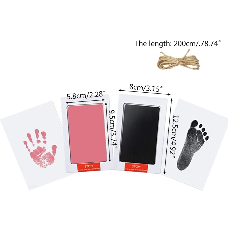 

Newborn Baby Footprint Handprint Kit Nontoxic Ink Pad Imprint Cards Clips Rope