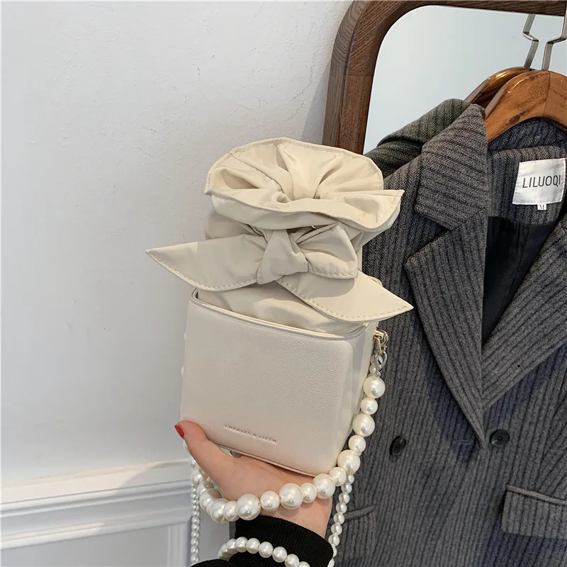 

Mini Casual All-match Bag Female2021 Summer New Trendy Fashion Lady Pearl Chain Shoulder Messenger Bag Portable Small Square Bag