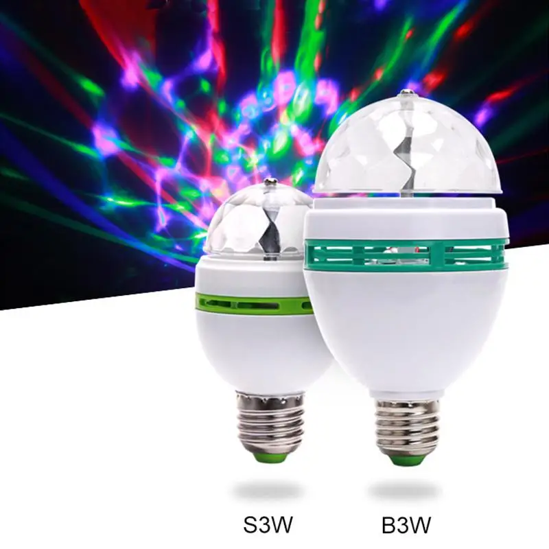 E27 3W 100-240V цветной Авто вращающийся RGB светодиодный сценический светильник