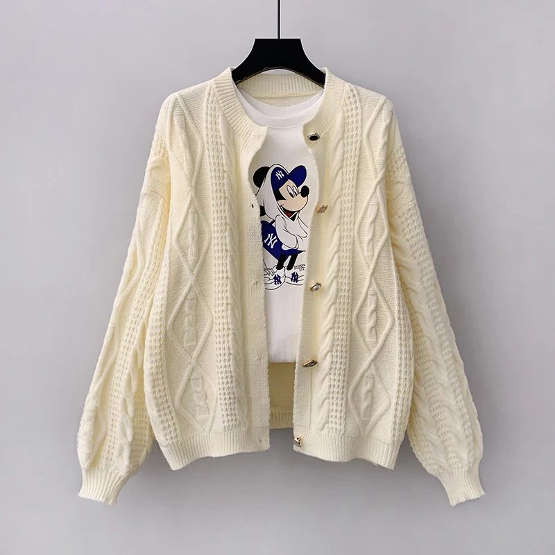 

Students Stylish 2021 New Single-Breasted Casual Twisted Fall Cardigans All-Match Full-Sleeved Brief Women Basic Short Sweaters