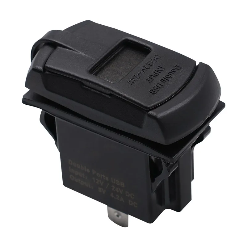 Двойное зарядное устройство USB клавишный переключатель напряжения синий