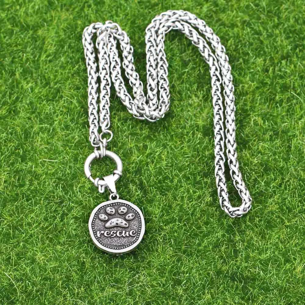 Paw Print Necklace Double Color Men Dog Lover Pendant Animal Pround Rescue Memorial Gift Copper Metal Pet PawPrint Jewelry A276 | Украшения