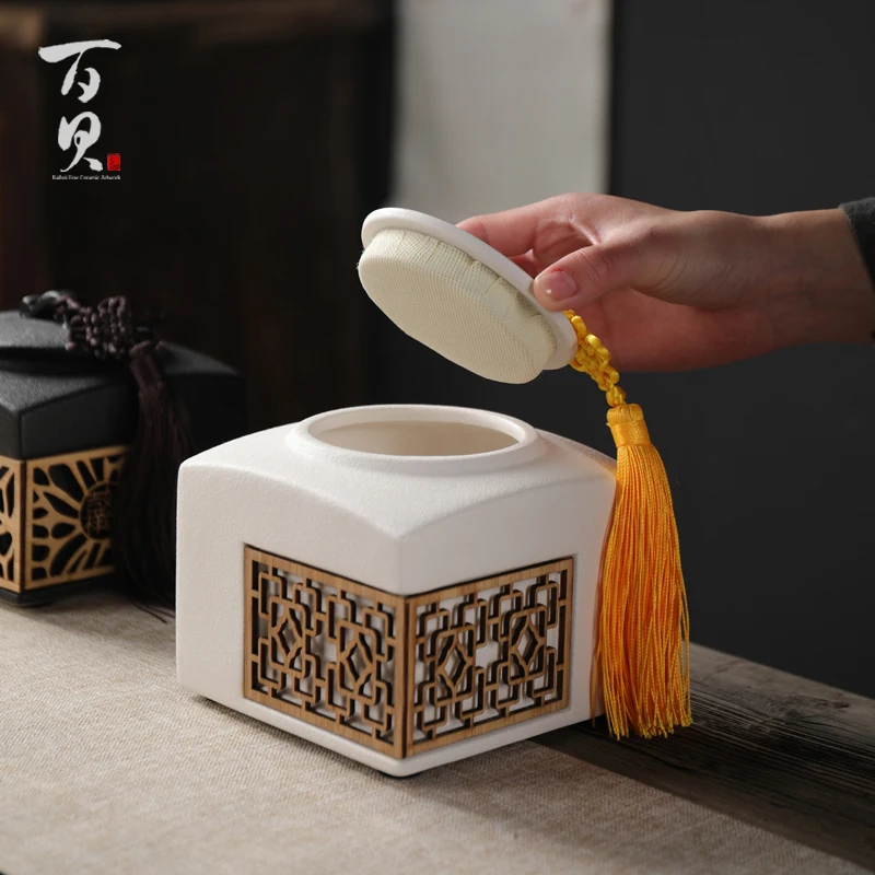 

Коробка для хранения чая в китайском стиле, портативные герметичные чайные банки, керамическая чайная банка, Фарфоровая коробка, кухонный О...