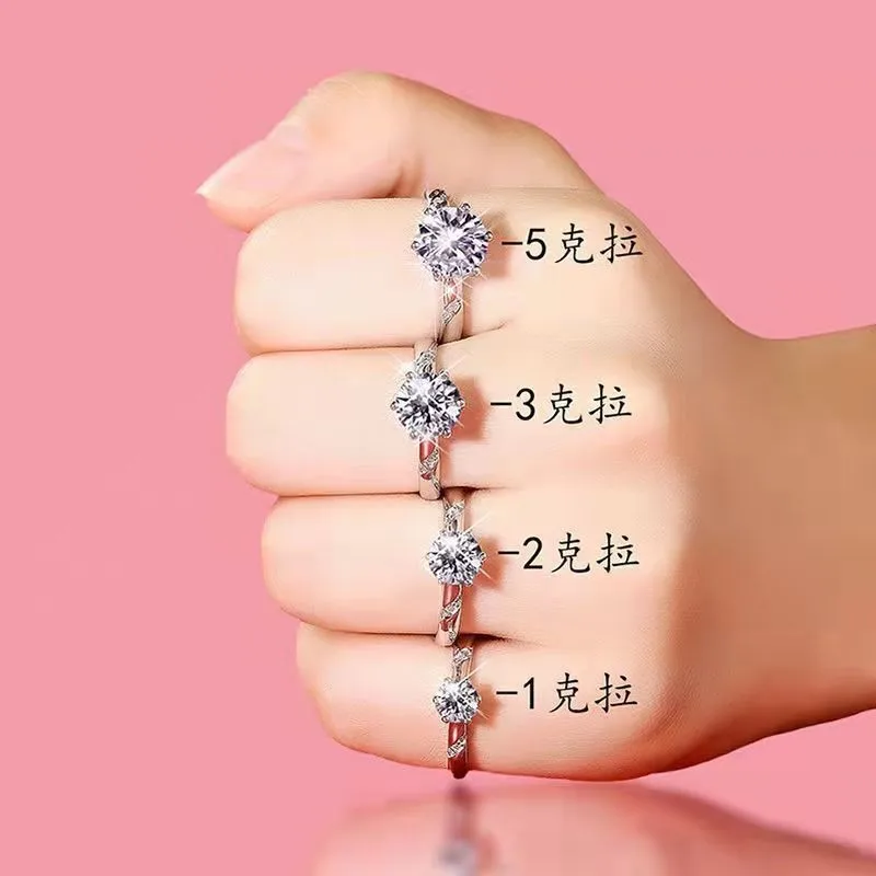 

1-5 Carats Moissanite Engagement Ring for Ladies, Copper Inlaid Zircon, Simple and Fashionable Temperament, Noble Ring, Attendin