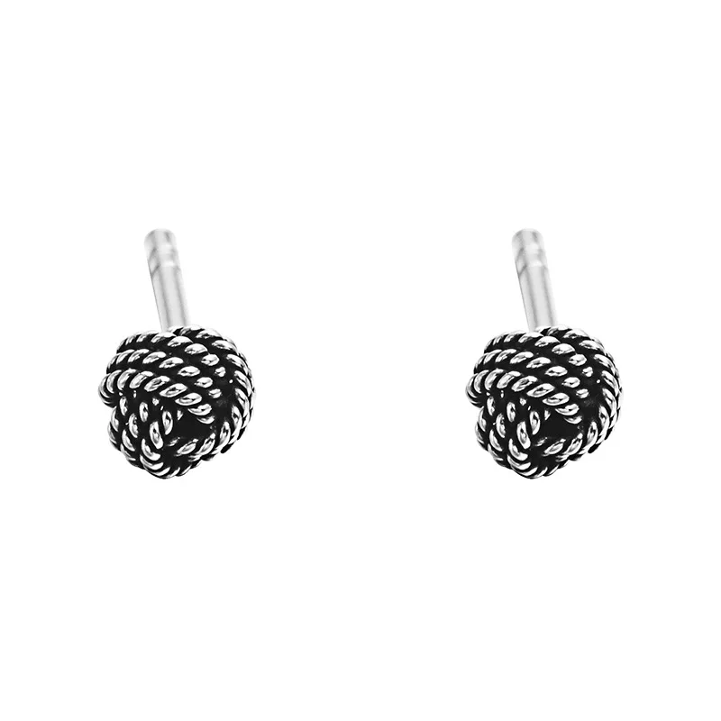 

925 Sterling-silver-jewelry Vintage Style Weave Twisted Stud Earrings For Women Original To Do The Old Process Girl Accessories