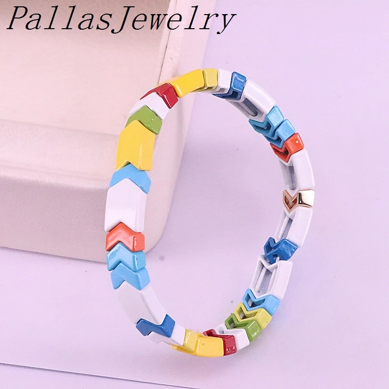 

5Pcs Fashion Bohemian Tile Charm Bracelet Women Rainbow Bracelets Bangles Jewelry Colorful Friendship Gift