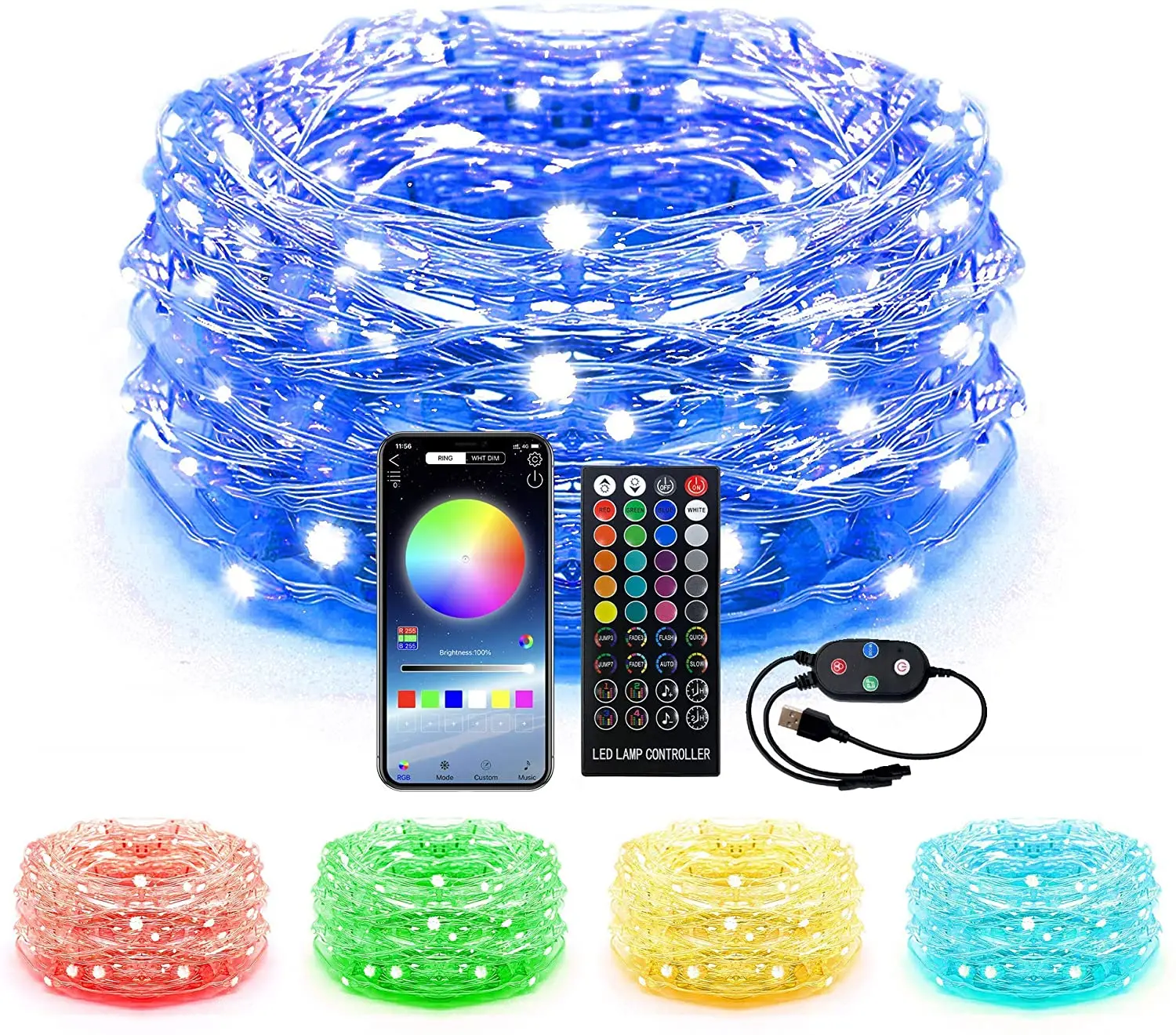 Светодиодная музыкальная RGB Гирлянда с медным проводом лампа управлением через