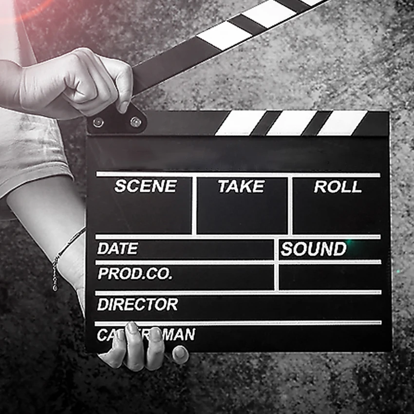 

Movie Film Clap Board, Hollywood Clapper Board Wooden Director's Film Movie Clapboard Accessory with Black & White, 28x31cm