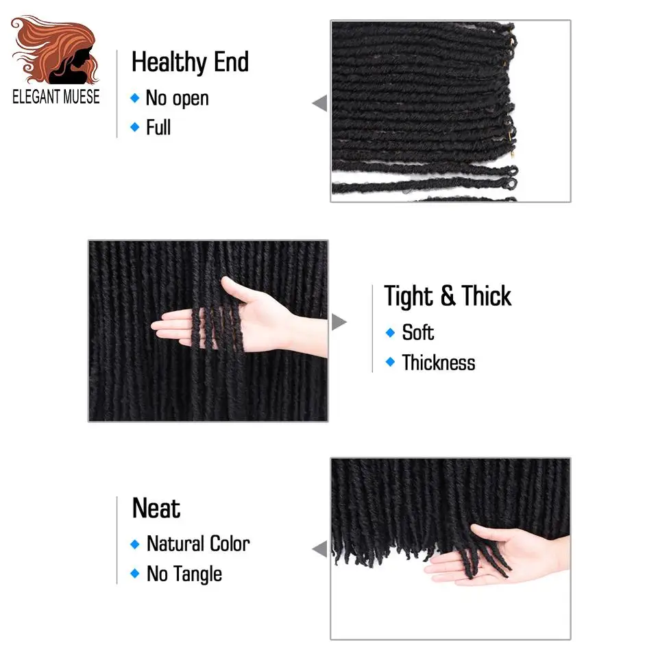 

Soft Dreadlocks Crochet Braids Knotless Jumbo Dreads Ombre Color Synthetic Faux Locs Braiding Hair Extensions For Women