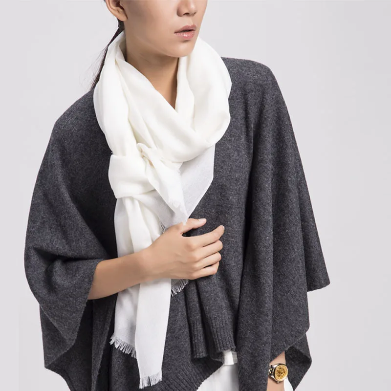 Бесплатная доставка Высококачественные однотонные шерстяные шарфы женские 220 см