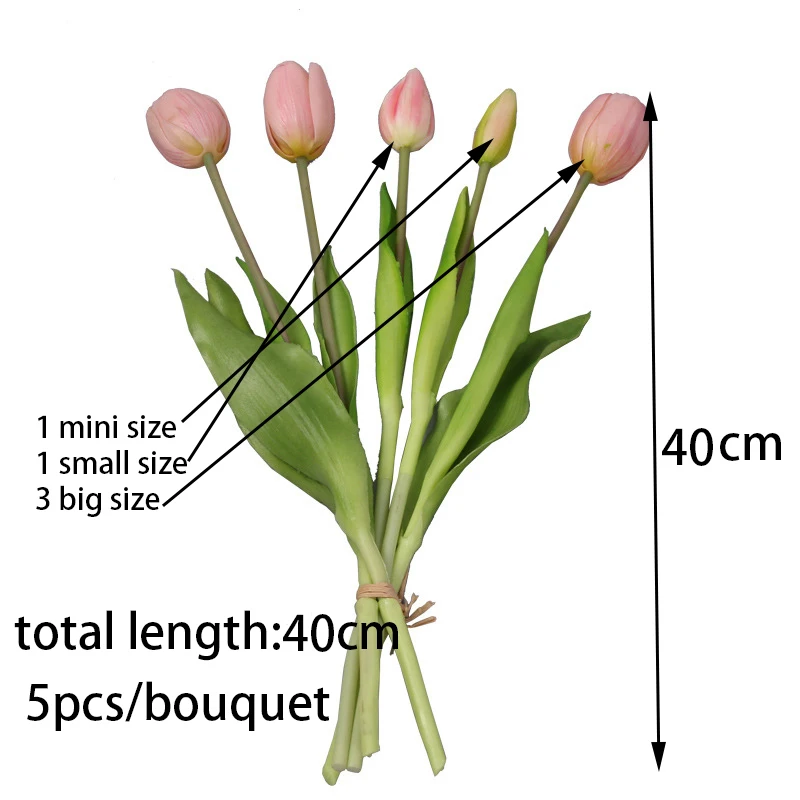 5pcs/Bouquet New Silicone Tulip Artificial Flower Real Touch Fake Flower Bouquet for Wedding Decoration Flowers Home Garen Decor